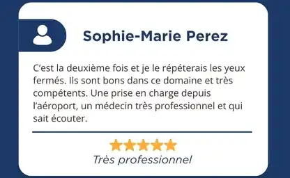Témoignage de Sophie-Marie Perez : MedicaTour très professionnel, médecin à l’écoute et compétent